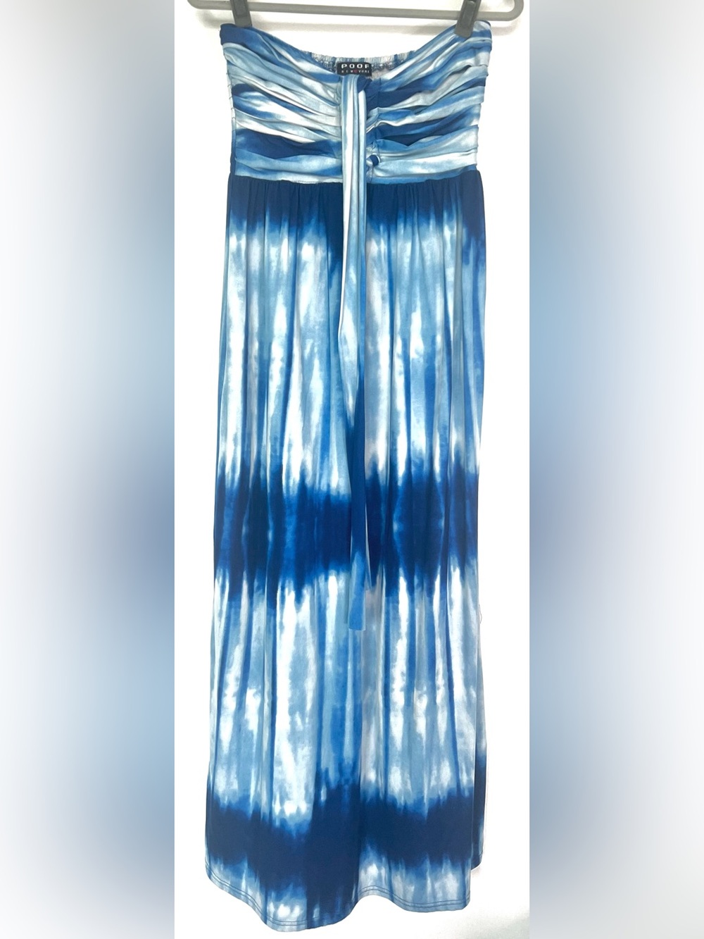 POOF New York Blue Tie Dye Strapless Maxi Dress Size M